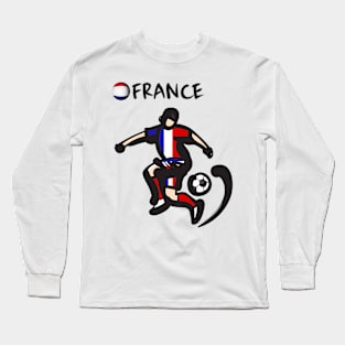 Dynamic France Soccer Player Pose V1-2 Long Sleeve T-Shirt